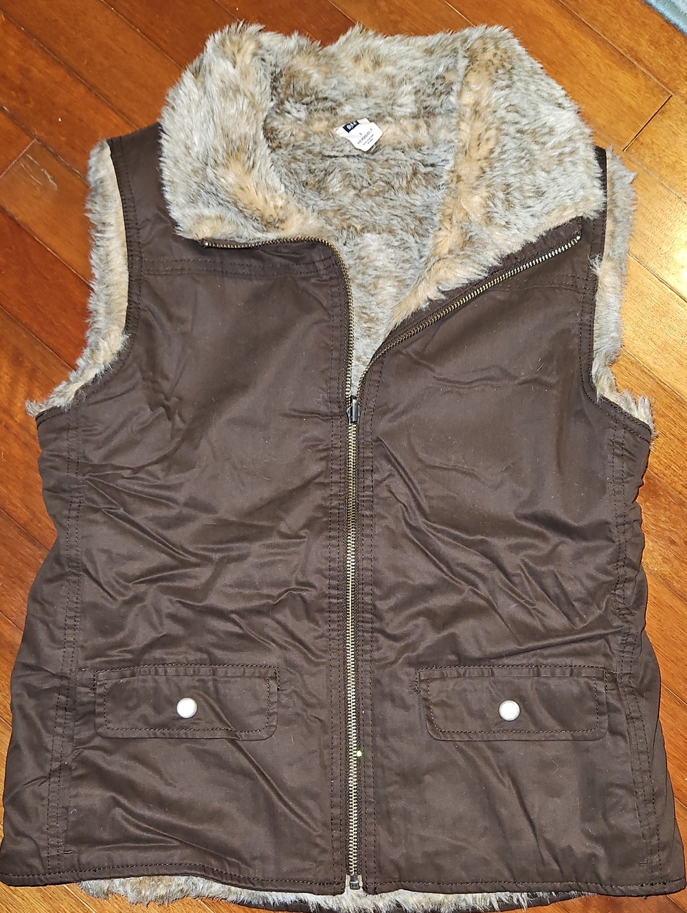 GAP Brown Faux-Fur Lined Vest